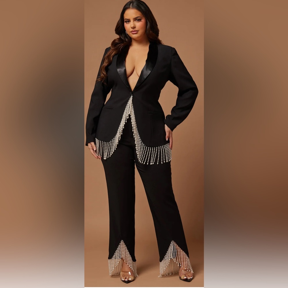 Black Beaded Women's Jumpsuit